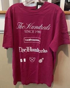 The Hundreds Size XL Fuschia & White Embroidered Tee. MSRP-$39 "New With Tags" - Picture 1 of 8