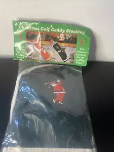 Vintage Christmas Stocking Santa Golf Caddy Bag Embroidered Zipper Green 20" NEW - Picture 1 of 4