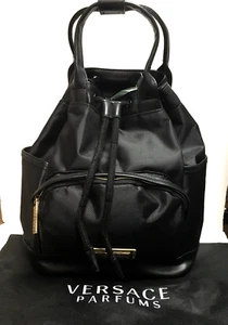 Versace Parfums Bag Backpack/ Black Drawstring Perfumes Duffle Overnight new - Picture 1 of 9
