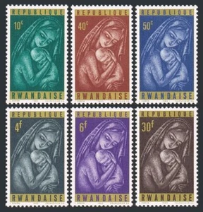 Rwanda 137-142,hinged.Michel 137-142. Christmas 1965.Madonna and Child. - Picture 1 of 1