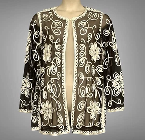 VTG Victor Costa Womens Top Plus 1X Brown Sheer Ribbon Topper Cocktail Evening - Picture 1 of 11