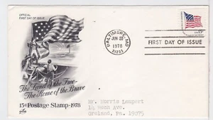 TurtlesTradingPost- American Flag 1978 #1598 FDC- Artcraft Cachet - Picture 1 of 1
