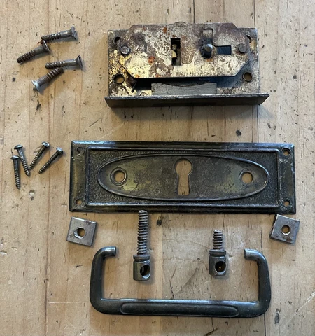 3 SETS ANTIQUE DRAWER FURNITURE DESK LOCK HARDWARE Cover