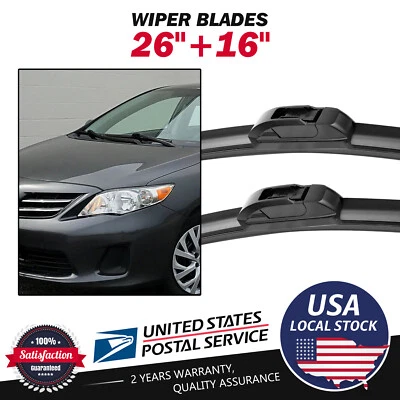 Escobillas limpiaparabrisas de 26" y 16" de calidad OEM gancho en U/J para Nissan LEAF 2011-2018 Foto 1 de 4