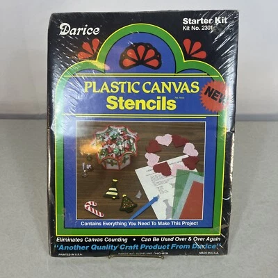 Vintage NOS Darice Plastic Canvas Stencils Starter Kit # 2301 Christmas Sealed - Image 1 of 4