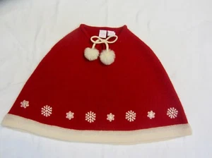 Lydia Jane Christmas 100% WOOL Sweater Cape Holiday Girls Size 4T Red & White - Picture 1 of 6