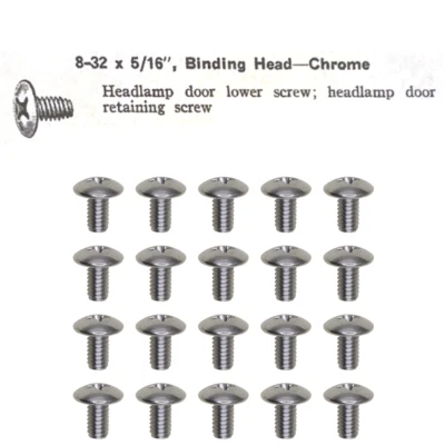 20 HEADLAMP DOOR/BRACKET SCREWS! FOR CLASSIC MOPAR CHRYSLER DODGE JEEP ETC - Image 1 of 4