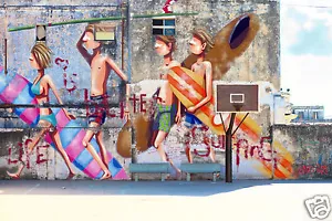 Large canvas street art beach surfing Australia surf Print by andy baker COA - Picture 1 of 2