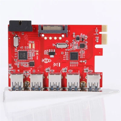 5 Port USB3.0 HUB To PCI-E Express Card Adapter 20pin 15pin SATA for XP WIN 7 8 - Image 1 of 4