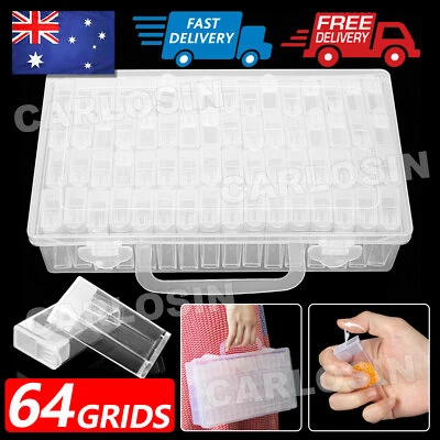 64 Slots Bottles Diamond Painting Storage Box Kit Art Nail Accessories Case New - image 1 of 4