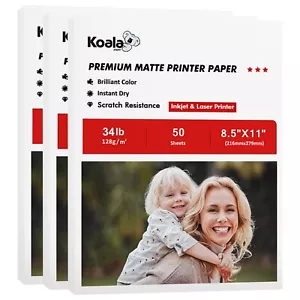 300 Sheets Koala Photo Paper 8.5x11 Matte 39lb for Inkjet Printer HP Epson Canon - Picture 1 of 10