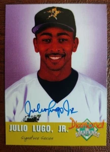 JULIO LUGO JR 1999 DIAMOND AUTHENTICS SIGNED ON CARD ROOKIE AUTO #16 RARE!! - Picture 1 of 2