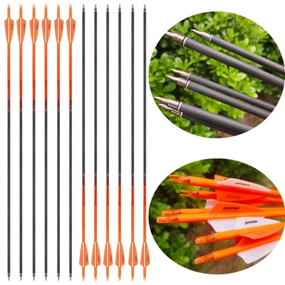 32" Pure Carbon Arrows SP300 Screw Point 3" Vanes Archery Bow Hunting Shooting - Image 1 of 4