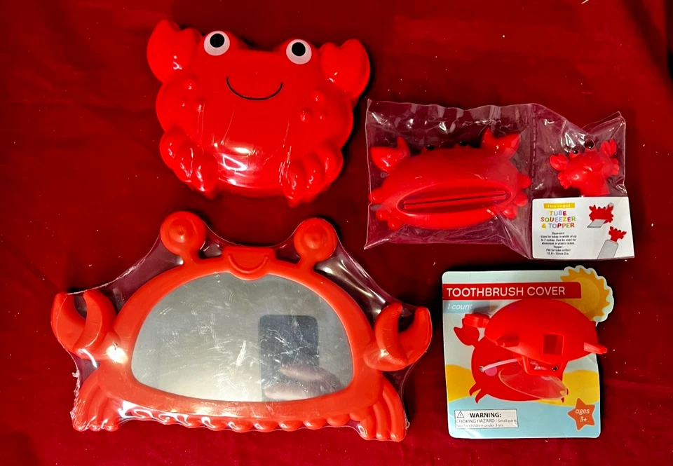 Juego de espejos de baño para niños cangrejo rojo 4 piezas. Bullseye's Playground Foto 1 de 1