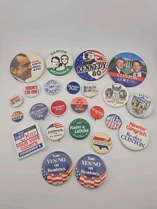 Vintage Political Campaign Button Lot 24 Pinbacks Nixon Kennedy Reagan Carter - Bild 1 von 11