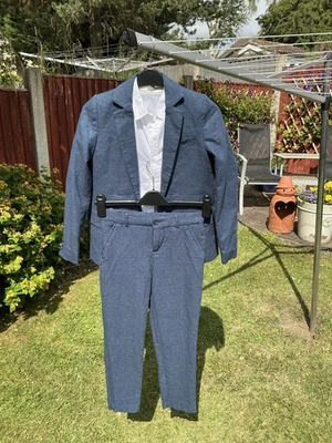 Boys  Blue H & M  Suit and White Shirt  Age 9 /10  - Image 1 of 4