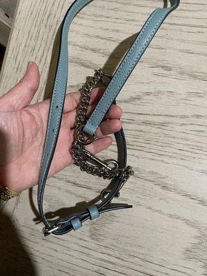 ТРЕНЕР кожи с серебряной цепочкой замены ремень светло-синий/серебро - Изображение 1 из 4