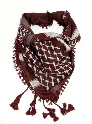 Keffiyeh Burgundy Mixed Scarf, Unique Arab Palestine Desert Bandana face Cover - Image 1 of 3