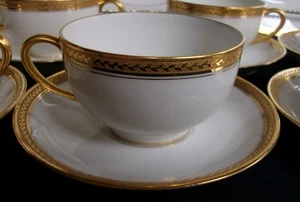 Limoges Frankreich (um 1894-1931) Set 10 Teetassen 12 Untertassen "Ehering" NEUWERTIG - Bild 1 von 11