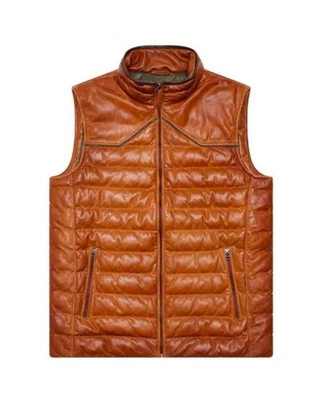 Mens Leather Biker Vest Motorcycle Waistcoat Sleeveless Fashion Casual Top - Image 1 of 4
