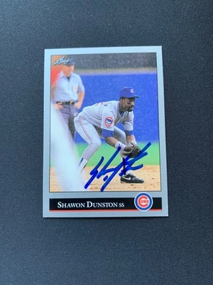 Tarjeta firmada por Shawon Dunston 1992 hoja #249 autógrafo de los Chicago Cubs certificado de autenticidad Foto 1 de 3