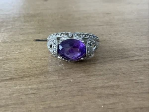 Antik Stil Sterlingsilber Amethyst Ring Größe 6,25 - Bild 1 von 7