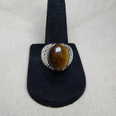 Anillo Clark & Coombs Plata Esterlina Hoyuelo OJO DE TIGRE Talla 8 c&c Foto 1 de 4