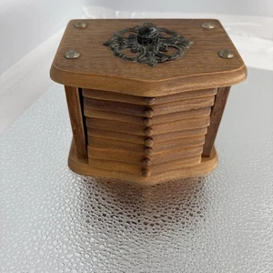 Juego de 9 posavasos artesanales de madera/corcho vintage de mediados de siglo 70 de alta calidad - Imagen 1 de 5