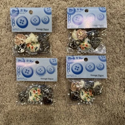 Lote de cuatro botones de moda vintage de seis piezas cada paquete Dress It Up Foto 1 de 3