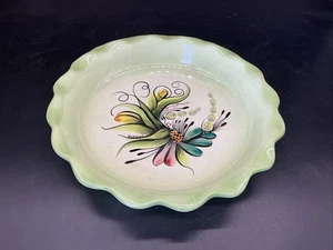 Vtg 1976 Ceramic Hand Painted Pie Dish Signed Eleanor * CHIP * 10” W - Picture 1 of 9