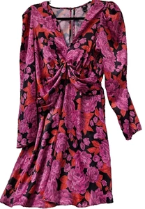 River Island Floral Long Sleeve Dress UK 12 - Polyester Women's Summer - Picture 1 of 7