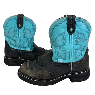 Botas Cortas de Vaquera Justin Gitanas Azul Negro Para Mujer Talla 9 Western Rodeo Foto 1 de 4