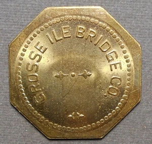 Atwood-Coffee MI 395Bd. Grosse Ile Bridge Co. (Nr #). Messing, 39mm, bankfrisch - Bild 1 von 2