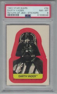1983 STAR WARS RETURN OF THE JEDI STICKERS #34 DARTH VADER PSA 8