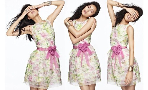 AUTENTICO Runway Resort 2011 Christian Dior abito in seta stampato a fiori 42 it 38 fr