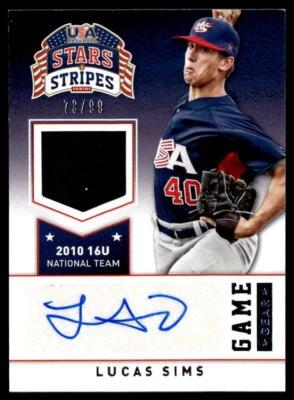 2015 Panini USA Stars & Stripes Lucas Sims RPA Jersey Patch Auto /99 - Image 1 of 2