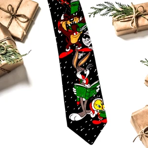 Looney Tunes Bugs Bunny Taz Tweety Daffy singende Weihnachtslieder Krawatte - Bild 1 von 3