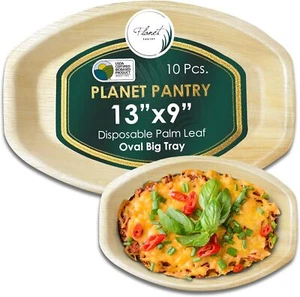 Planet Pantry Disposable Palm Leaf 13" x 9" Serving Tray Wooden Bamboo Platter - Picture 1 of 10