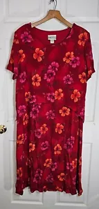 S.L Fashions Dress 2 Tier Chiffon Red Floral Womens Size 20W 2XL - Picture 1 of 11