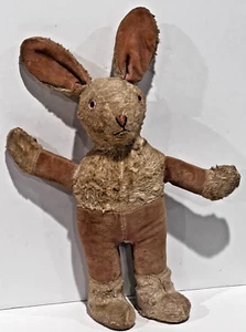 ANTIKER PLÜSCHHASE HASE IN HOSE - GLASAUGEN - MUSS GEREINIGT WERDEN - Bild 1 von 5