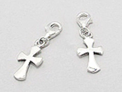Solid Sterling Silver Cross Charm Bracelet Pendant Necklace - Image 1 of 2