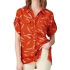 Equipment Medium Marilau Top Shirt Blouse Orange Button Up Roll Tab Sleeves