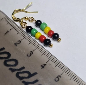 Gold tone Rasta drop dangle earrings - Picture 1 of 1