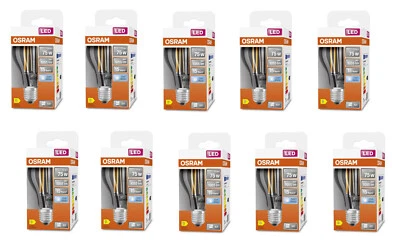 10x Osram LED Star Classic A 75 Birne E27 kaltweiß 7,5W = 75W EEK:D (Spektr A-G) - Bild 1 von 4