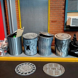 1:12 Scale Trash Cans Accessories For DYI Diorama, Neca, Mezco And Dollhouses - Picture 1 of 6