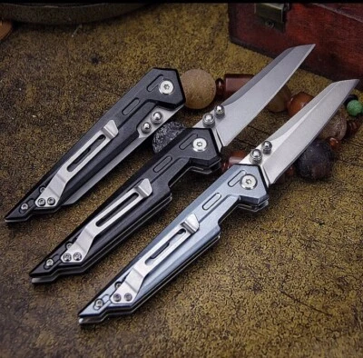 EDC DeHong EE. UU. Cuchillo de caza doble perno, pulgar, cuchillo volteador, mango de aluminio Foto 1 de 4