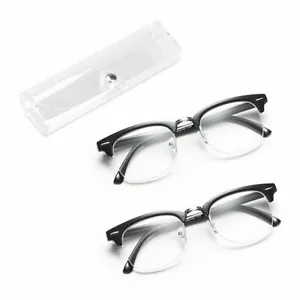 Mens Womens Reading Glasses 2 Pairs Square Frame Readers Unisex Style Specs - Picture 1 of 17