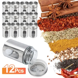 12X Gewürzstreuer Set Pfeffer Glas Salz Edelstahl Gewürzbehälter Vorratsgläser - Bild 1 von 12