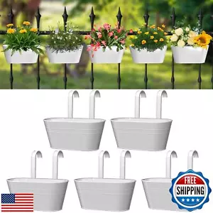 5-Pack Hanging Planter for Railing Outdoor Plants, Rustproof Metal Fence Plan - Picture 1 of 5