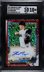 2021 Bowman Chrome Max Meyer Bowman Chrome Auto Red Shimmer Auto /5 SGC 10 GEM - Picture 1 of 2